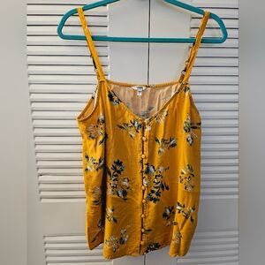 Sonoma Floral Yellow Button-Down Tank Top - Large